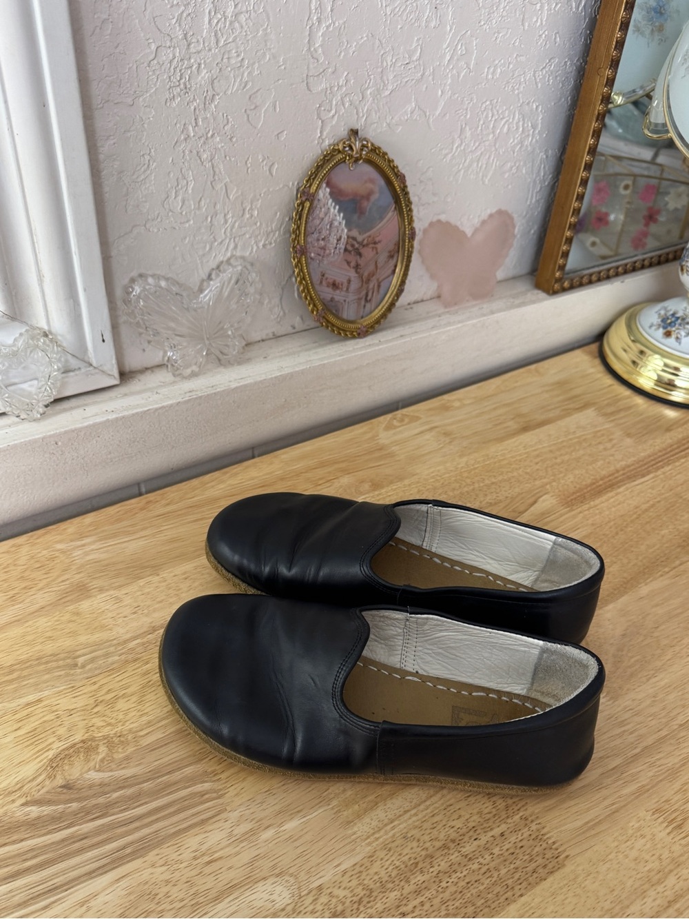 Vintage Barefoot Minimalist Black Leather Slip On Flats EU 40 Comfort - Picture 12 of 16